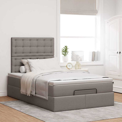 vidaXL Ottoman-Bett mit Matratze & LEDs Taupe 120x200 cm Stoff