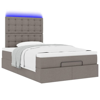vidaXL Ottoman-Bett mit Matratze & LEDs Taupe 120x200 cm Stoff