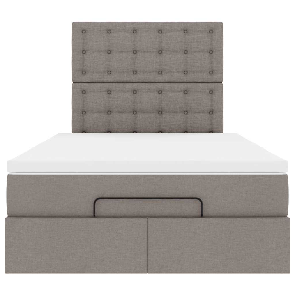 vidaXL Ottoman-Bett mit Matratze & LEDs Taupe 120x200 cm Stoff