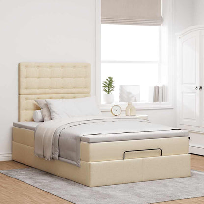 vidaXL Lit ottoman avec matelas et LED Crème 120x200 cm Tissu