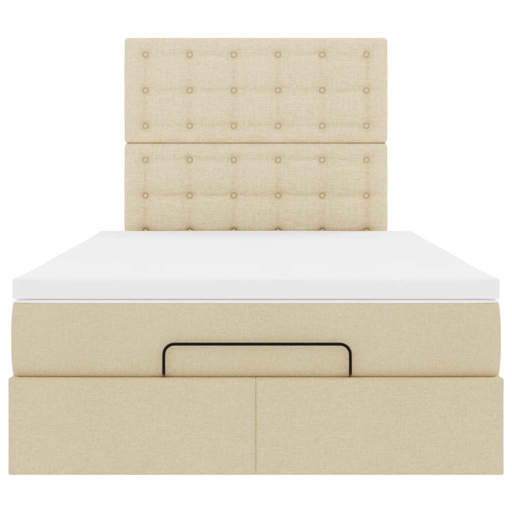 vidaXL Lit ottoman avec matelas et LED Crème 120x200 cm Tissu