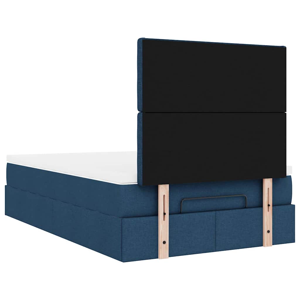 vidaXL Ottoman-Bett mit Matratze & LEDs Blau 120x200 cm Stoff
