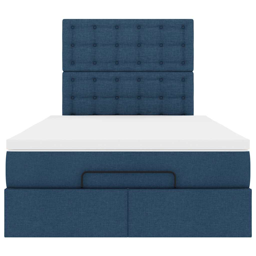 vidaXL Ottoman-Bett mit Matratze & LEDs Blau 120x200 cm Stoff