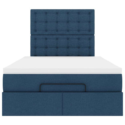 vidaXL Ottoman-Bett mit Matratze & LEDs Blau 120x200 cm Stoff