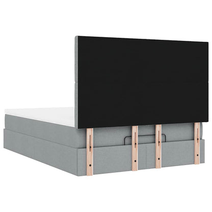 vidaXL Ottoman-Bett mit Matratze & LEDs Hellgrau 140x190 cm Stoff