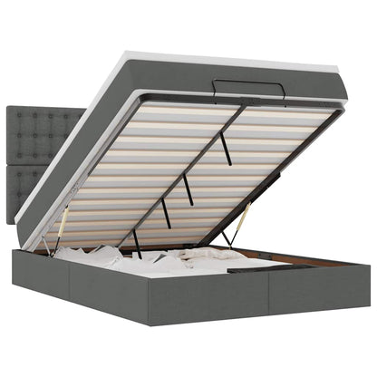 vidaXL Ottoman-Bett mit Matratze & LEDs Dunkelgrau 140x190 cm Stoff