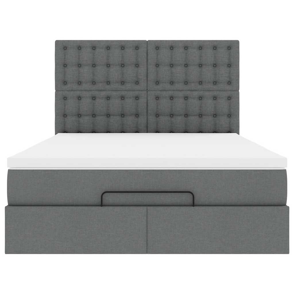 vidaXL Ottoman-Bett mit Matratze & LEDs Dunkelgrau 140x190 cm Stoff