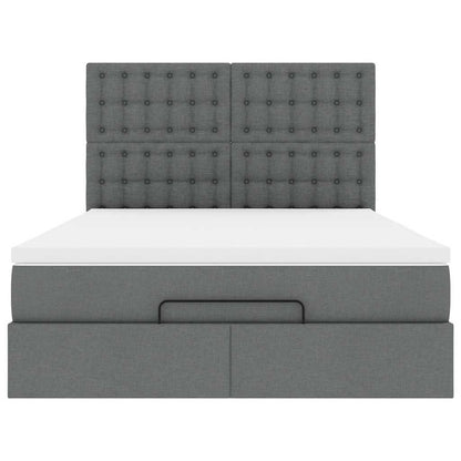 vidaXL Ottoman-Bett mit Matratze & LEDs Dunkelgrau 140x190 cm Stoff