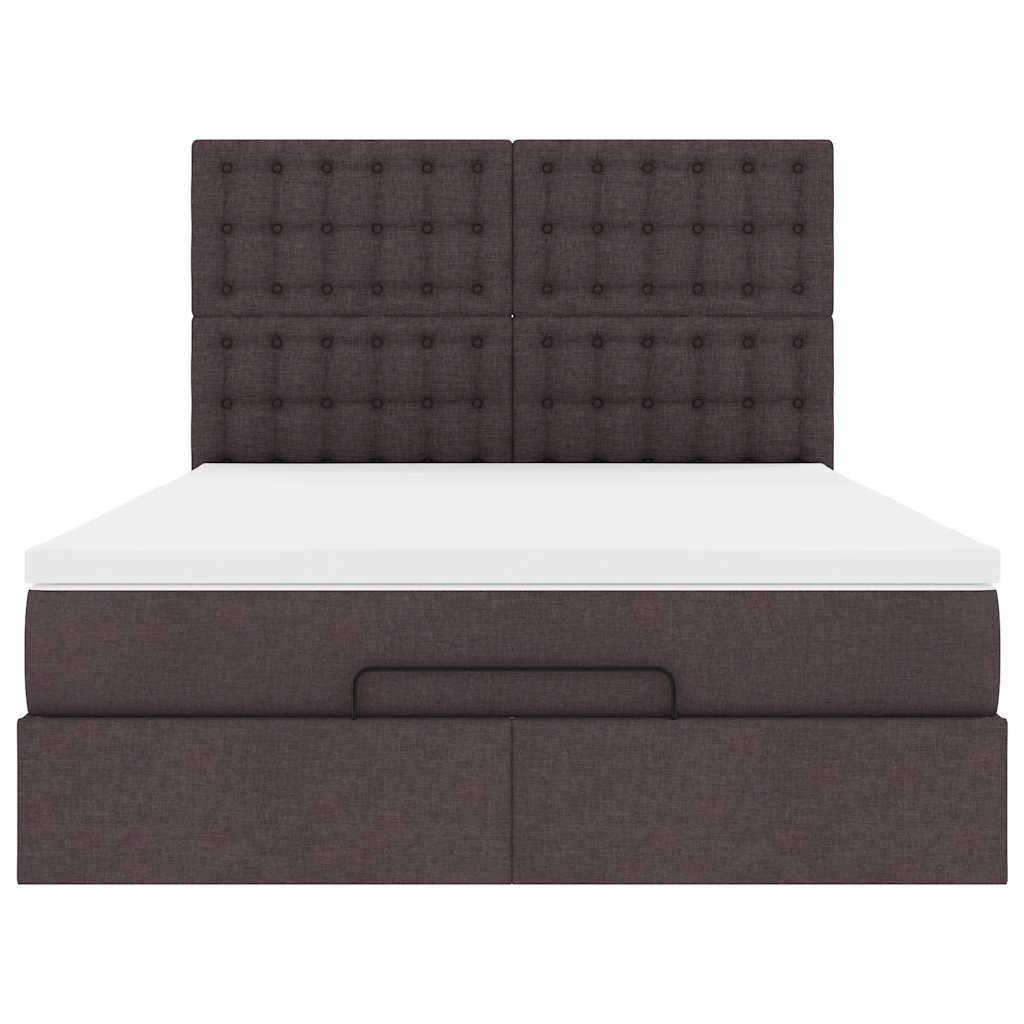Ottoman-Bett mit Matratze & LEDs Dunkelbraun 140x190 cm Stoff