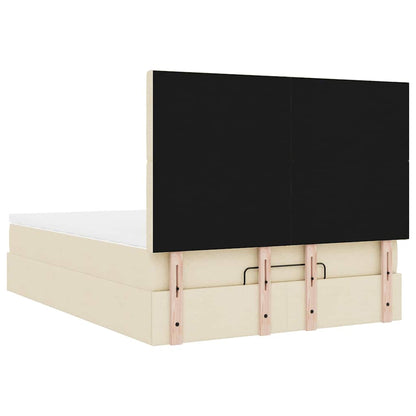 vidaXL Ottoman-Bett mit Matratze & LEDs Creme 140x190 cm Stoff