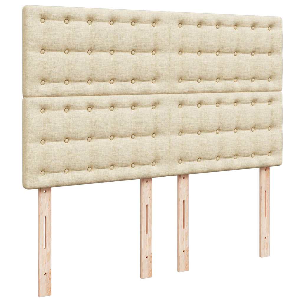 vidaXL Ottoman-Bett mit Matratze & LEDs Creme 140x190 cm Stoff