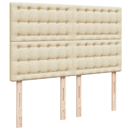 vidaXL Ottoman-Bett mit Matratze & LEDs Creme 140x190 cm Stoff