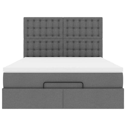 vidaXL Ottoman-Bett mit Matratze & LEDs Dunkelgrau 140x200 cm Stoff