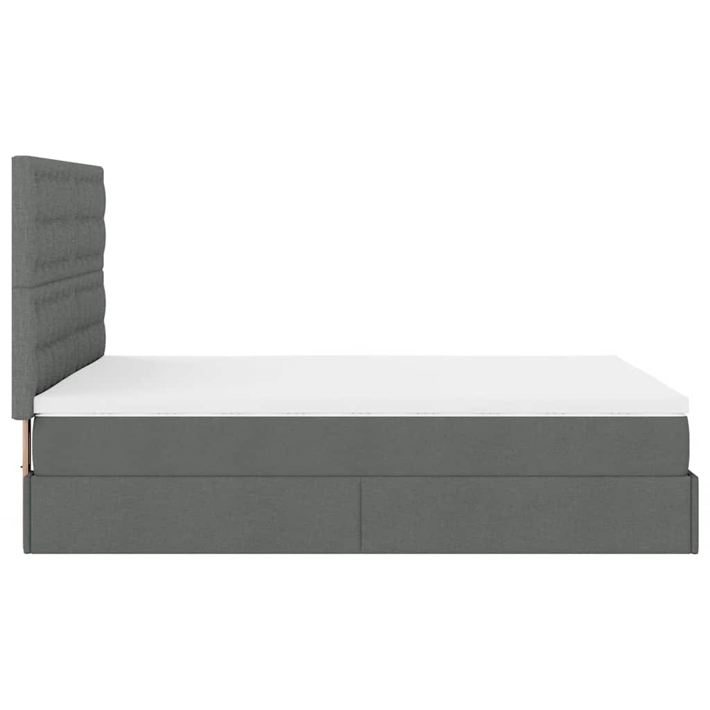 vidaXL Ottoman-Bett mit Matratze & LEDs Dunkelgrau 140x200 cm Stoff