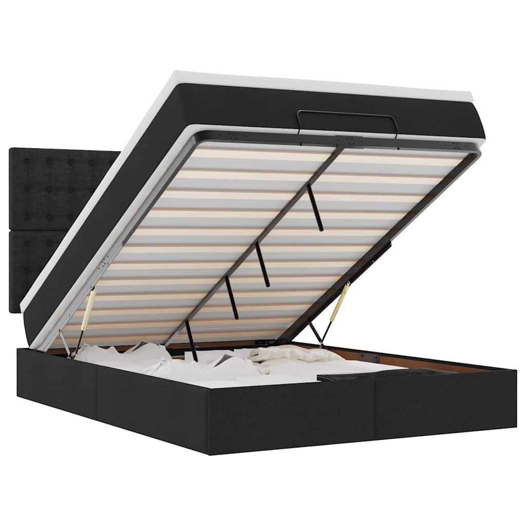 vidaXL Lit ottomane avec matelas et LED Noir 140x200 cm Tissu