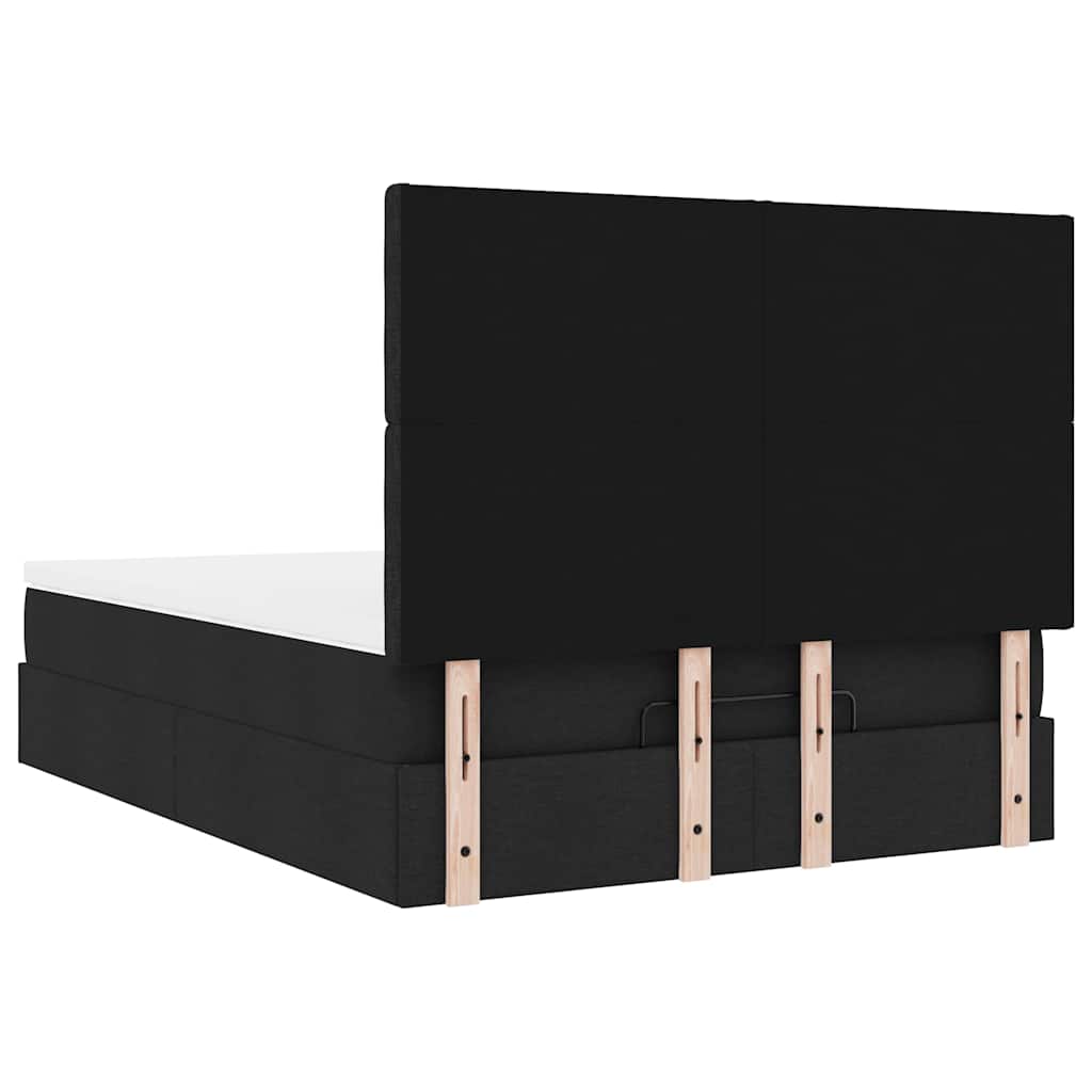 vidaXL Lit ottomane avec matelas et LED Noir 140x200 cm Tissu