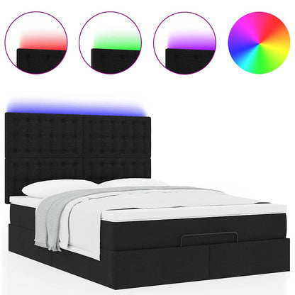 vidaXL Lit ottomane avec matelas et LED Noir 140x200 cm Tissu