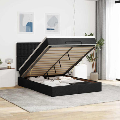 vidaXL Lit ottomane avec matelas et LED Noir 140x200 cm Tissu