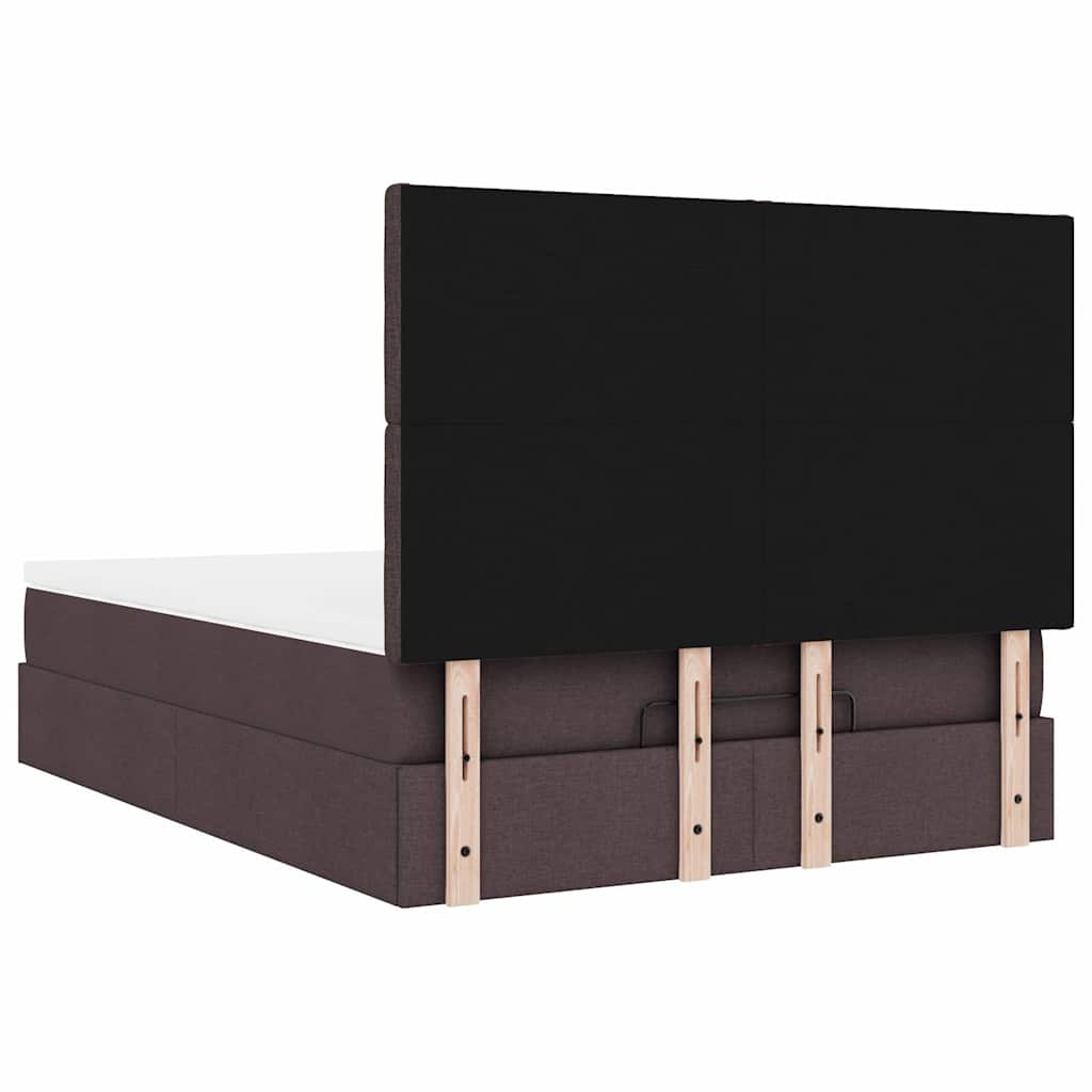 vidaXL Ottoman-Bett mit Matratze & LEDs Dunkelbraun 140x200 cm Stoff
