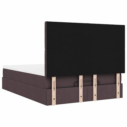 vidaXL Ottoman-Bett mit Matratze & LEDs Dunkelbraun 140x200 cm Stoff