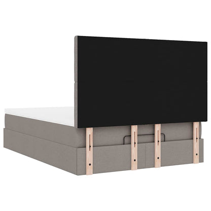 vidaXL Ottoman-Bett mit Matratze & LEDs Taupe 140x200 cm Stoff