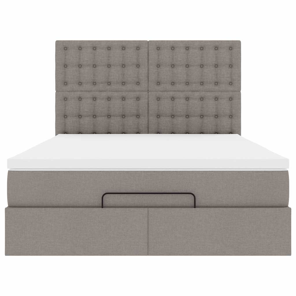 vidaXL Ottoman-Bett mit Matratze & LEDs Taupe 140x200 cm Stoff