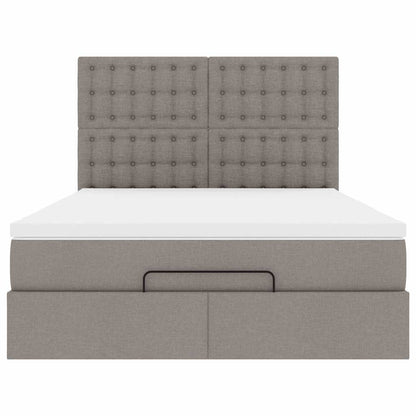 vidaXL Ottoman-Bett mit Matratze & LEDs Taupe 140x200 cm Stoff