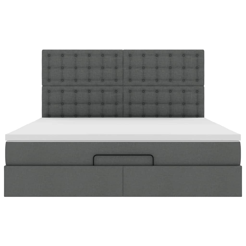 vidaXL Ottoman-Bett mit Matratze & LEDs Dunkelgrau 160x200 cm Stoff