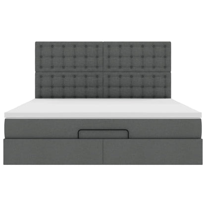 vidaXL Ottoman-Bett mit Matratze & LEDs Dunkelgrau 160x200 cm Stoff