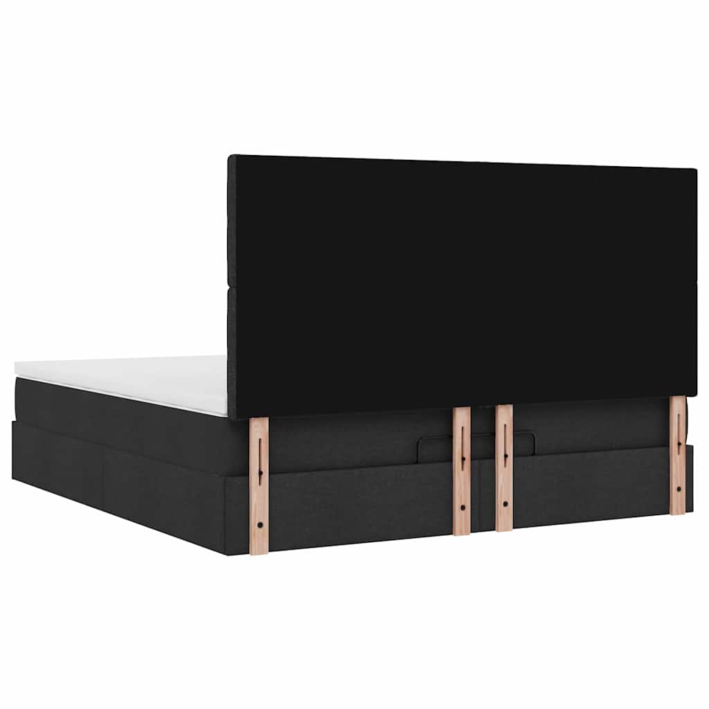 vidaXL Ottoman-Bett mit Matratze & LEDs Schwarz 160x200 cm Stoff