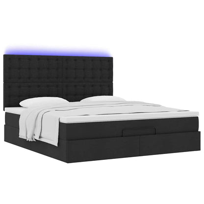 vidaXL Ottoman-Bett mit Matratze & LEDs Schwarz 160x200 cm Stoff
