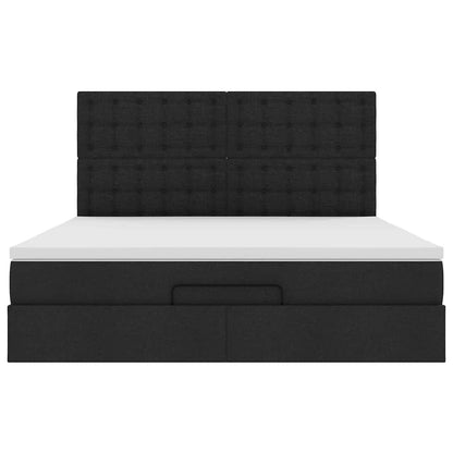 vidaXL Ottoman-Bett mit Matratze & LEDs Schwarz 160x200 cm Stoff