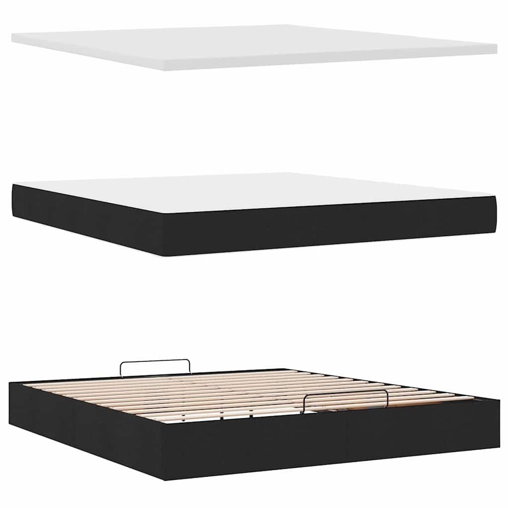 vidaXL Ottoman-Bett mit Matratze & LEDs Schwarz 160x200 cm Stoff
