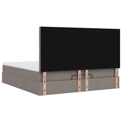 vidaXL Ottoman-Bett mit Matratze & LEDs Taupe 160x200 cm Stoff