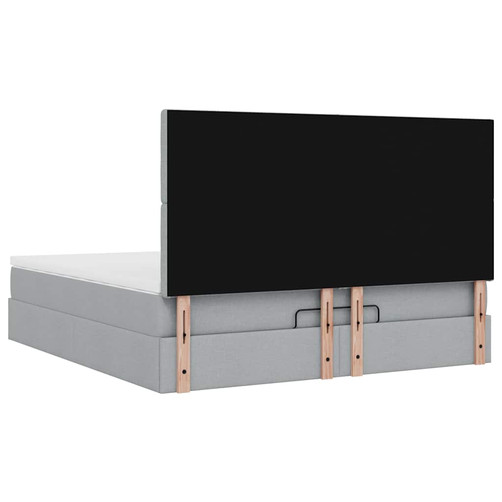 vidaXL Ottoman-Bett mit Matratze & LEDs Hellgrau 180x200 cm Stoff