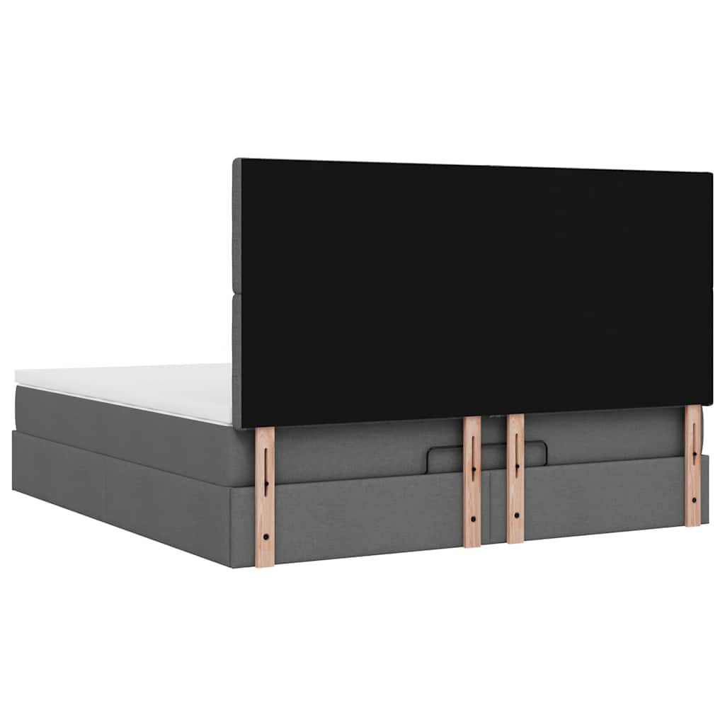 vidaXL Ottoman-Bett mit Matratze & LEDs Dunkelgrau 180x200 cm Stoff