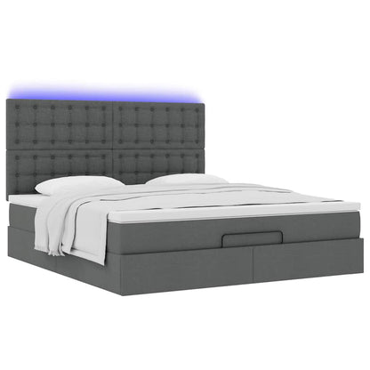 vidaXL Ottoman-Bett mit Matratze & LEDs Dunkelgrau 180x200 cm Stoff