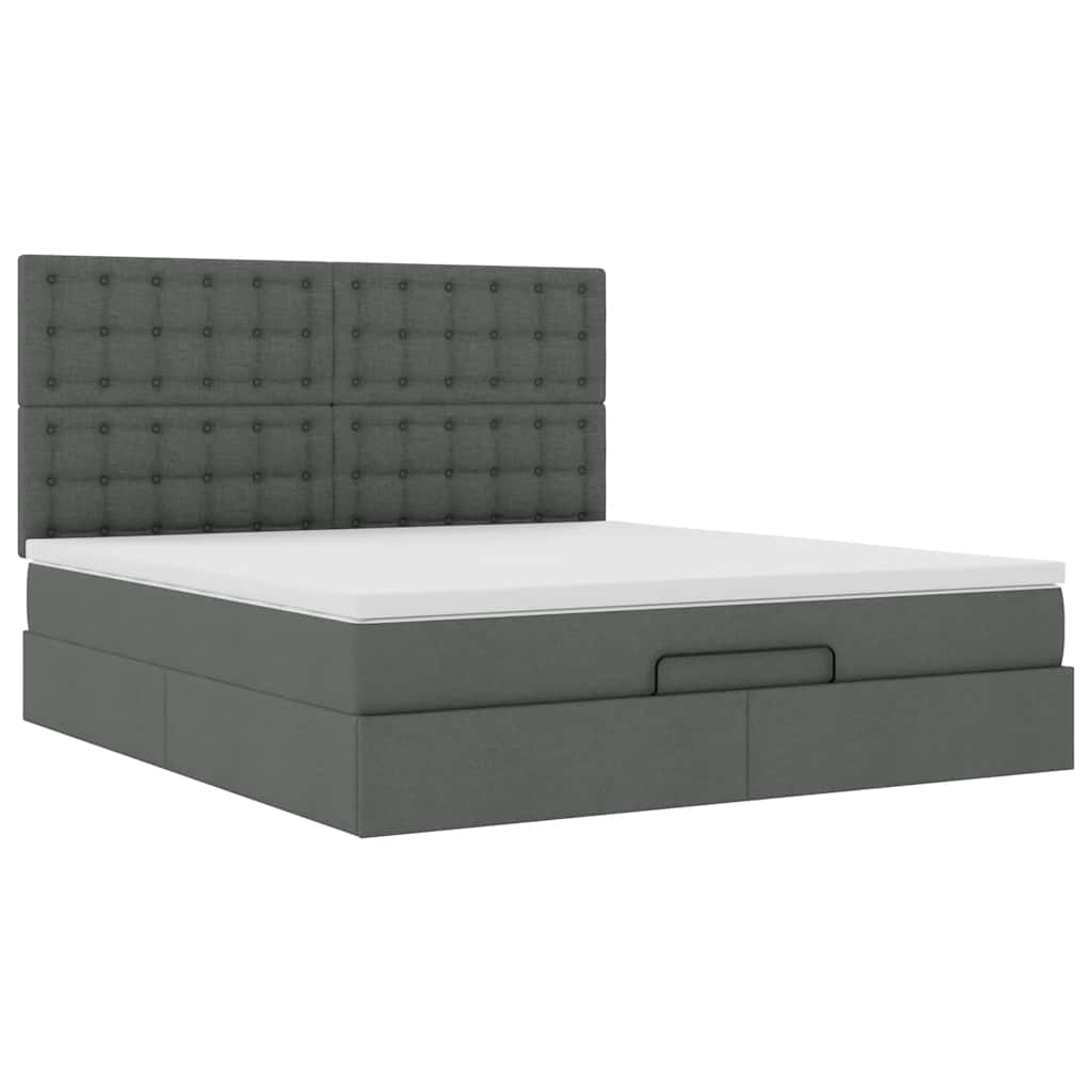vidaXL Ottoman-Bett mit Matratze & LEDs Dunkelgrau 180x200 cm Stoff