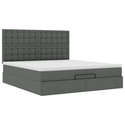 vidaXL Ottoman-Bett mit Matratze & LEDs Dunkelgrau 180x200 cm Stoff