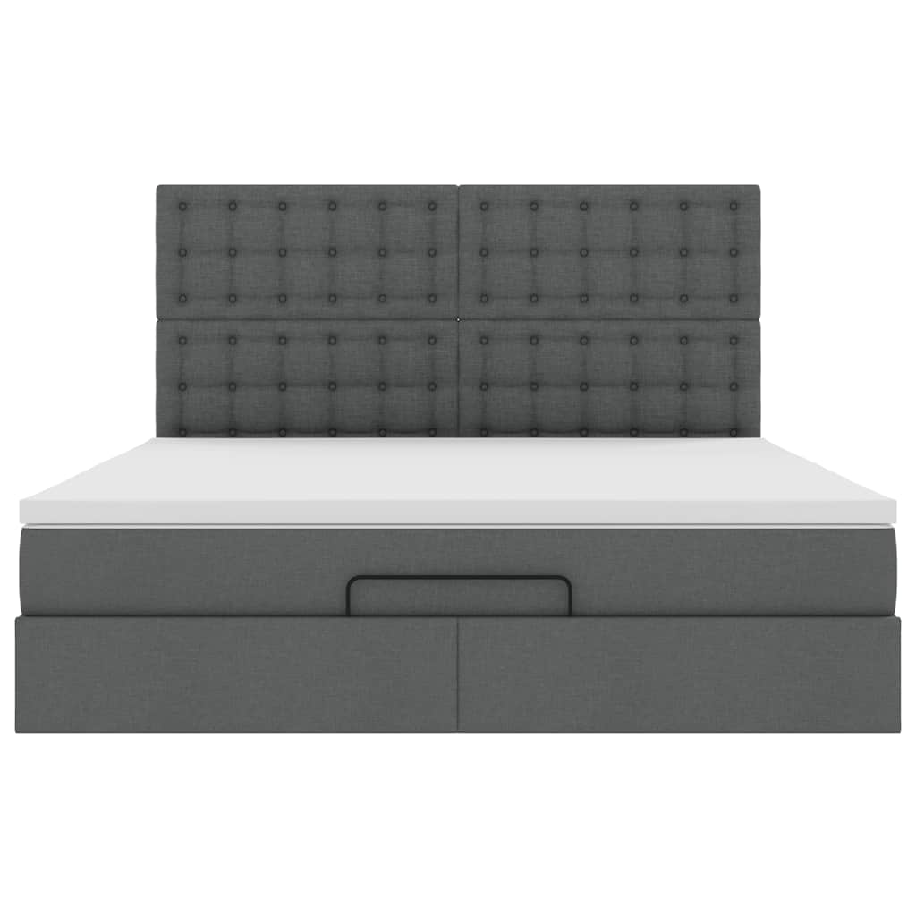 vidaXL Ottoman-Bett mit Matratze & LEDs Dunkelgrau 180x200 cm Stoff
