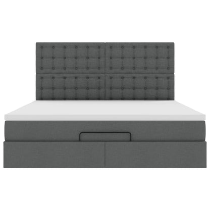 vidaXL Ottoman-Bett mit Matratze & LEDs Dunkelgrau 180x200 cm Stoff