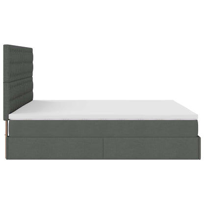 vidaXL Ottoman-Bett mit Matratze & LEDs Dunkelgrau 180x200 cm Stoff
