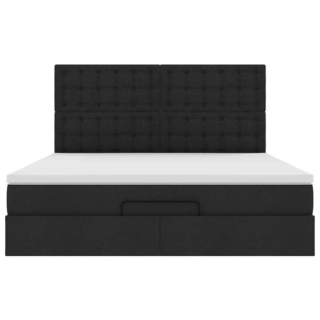 vidaXL Lit-coffre avec matelas et LED Noir 180x200 cm Tissu