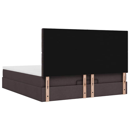 vidaXL Ottoman-Bett mit Matratze & LEDs Dunkelbraun 180x200 cm Stoff
