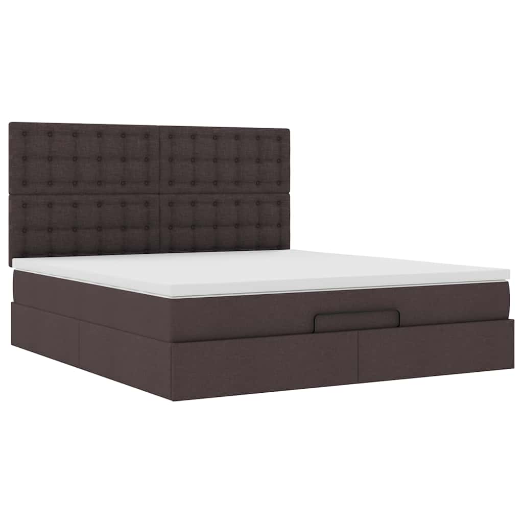 vidaXL Ottoman-Bett mit Matratze & LEDs Dunkelbraun 180x200 cm Stoff