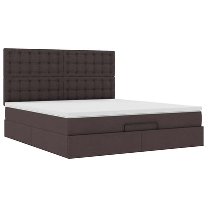 vidaXL Ottoman-Bett mit Matratze & LEDs Dunkelbraun 180x200 cm Stoff