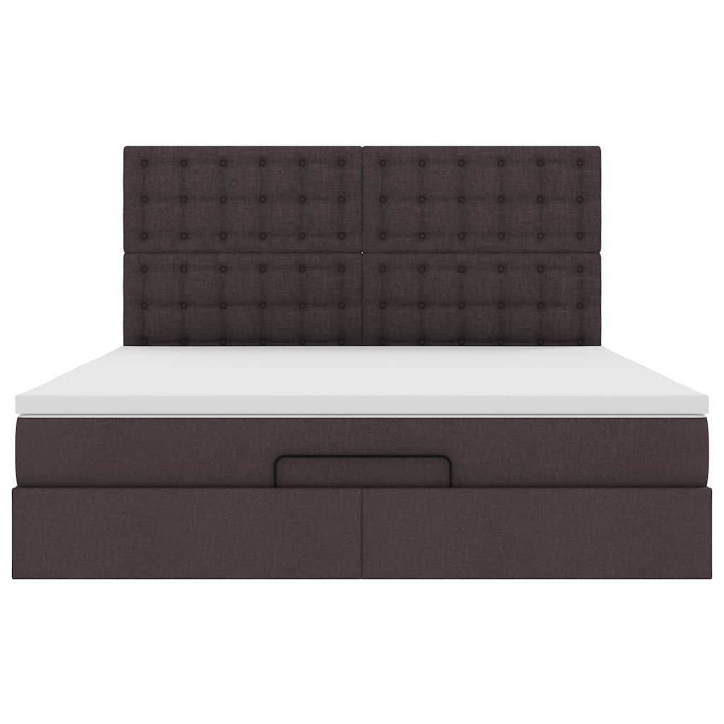 vidaXL Ottoman-Bett mit Matratze & LEDs Dunkelbraun 180x200 cm Stoff