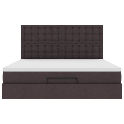 vidaXL Ottoman-Bett mit Matratze & LEDs Dunkelbraun 180x200 cm Stoff