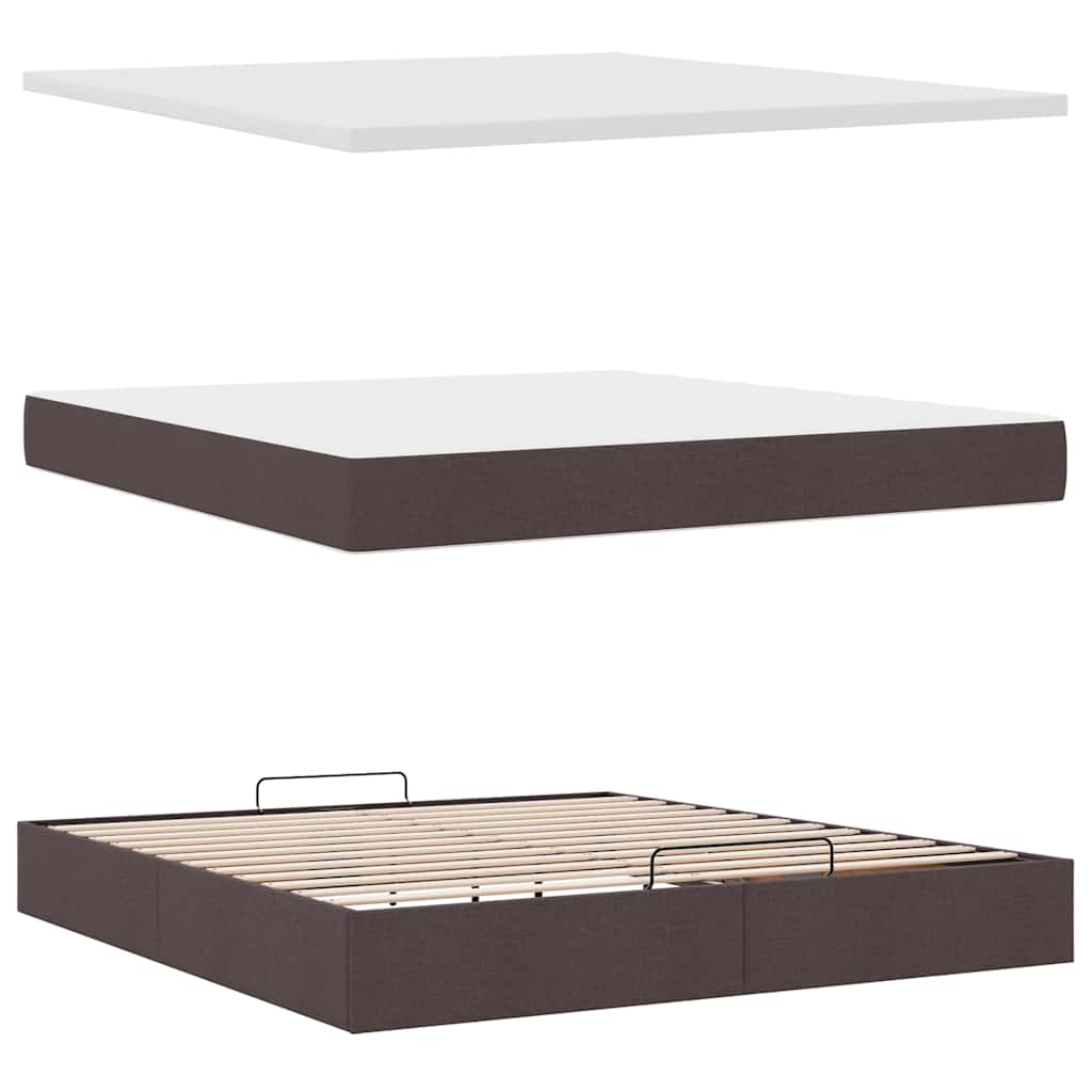 vidaXL Ottoman-Bett mit Matratze & LEDs Dunkelbraun 180x200 cm Stoff