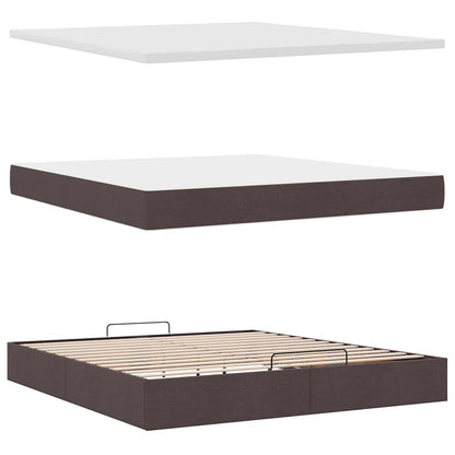 vidaXL Ottoman-Bett mit Matratze & LEDs Dunkelbraun 180x200 cm Stoff